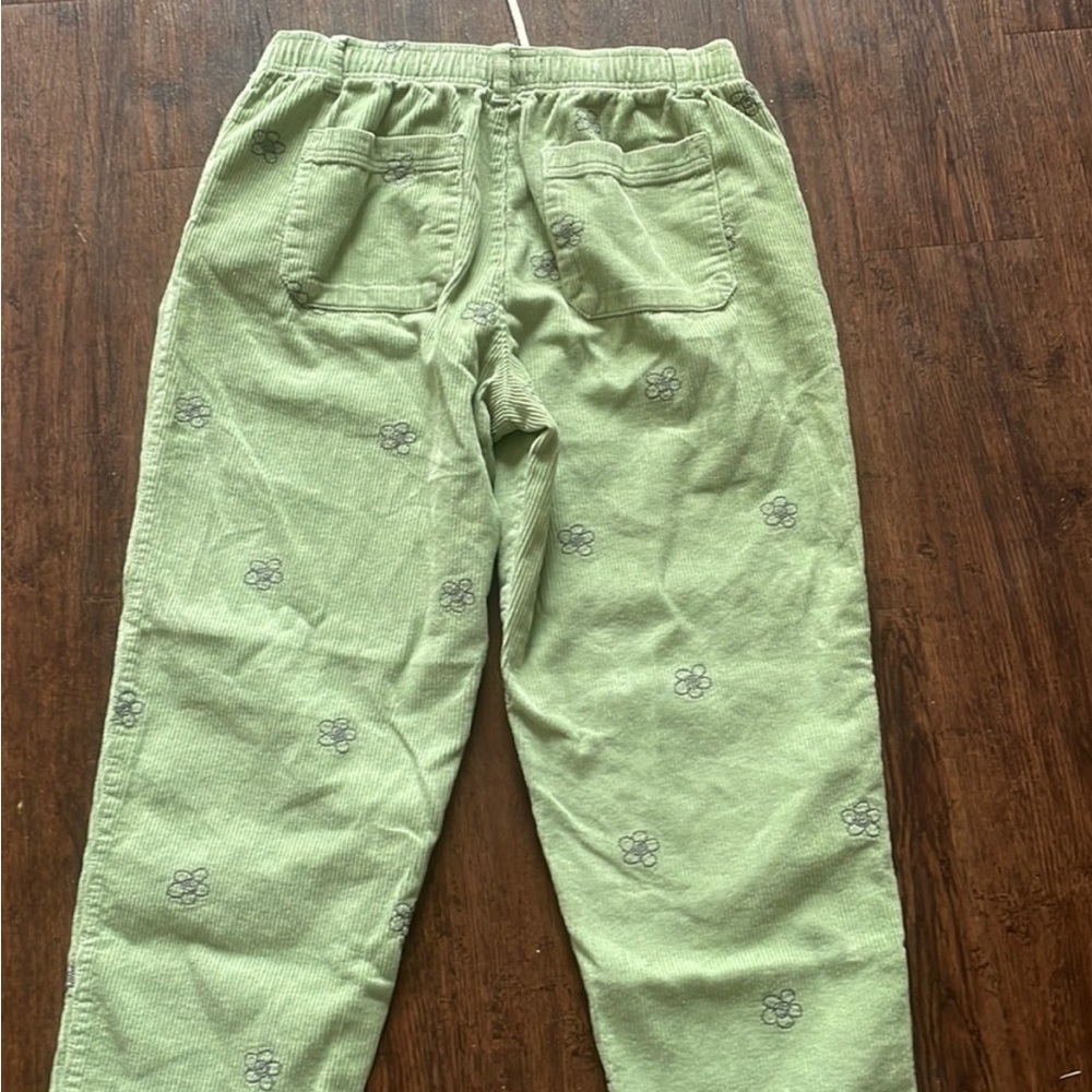 Urban outfiters green corduroy, flower pants
